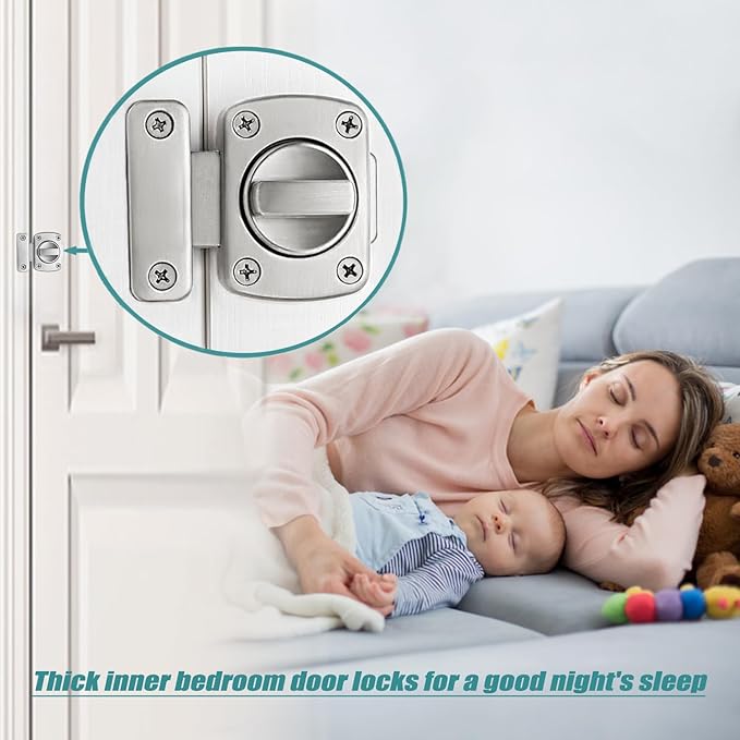 Bathroom Stall Door Latch Inner Door Reinforcement Lock,Zinc Alloy Bathroom Gate Door Latch,Inner Door Anti-Prying French Door Locks,Slide Locks for Inside Door,Night Latches