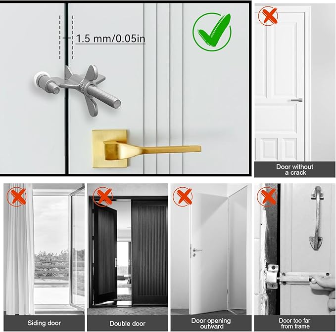 AceMining Upgraded Portable Door Lock Home Security Door Locker Privacy Perfect for Traveling Hotel Home Apartment College and Travel Lockdown Locks for Additional Safety, Silver