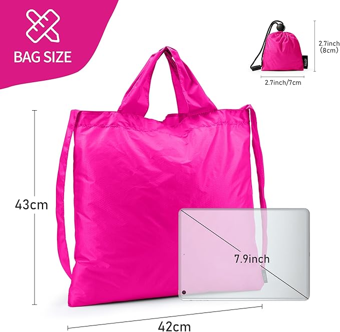KALIDI Compact Tote Shopping bag Lightweight Foldable Tiny Reusable Grocery Shoulder Bag Crossbody
