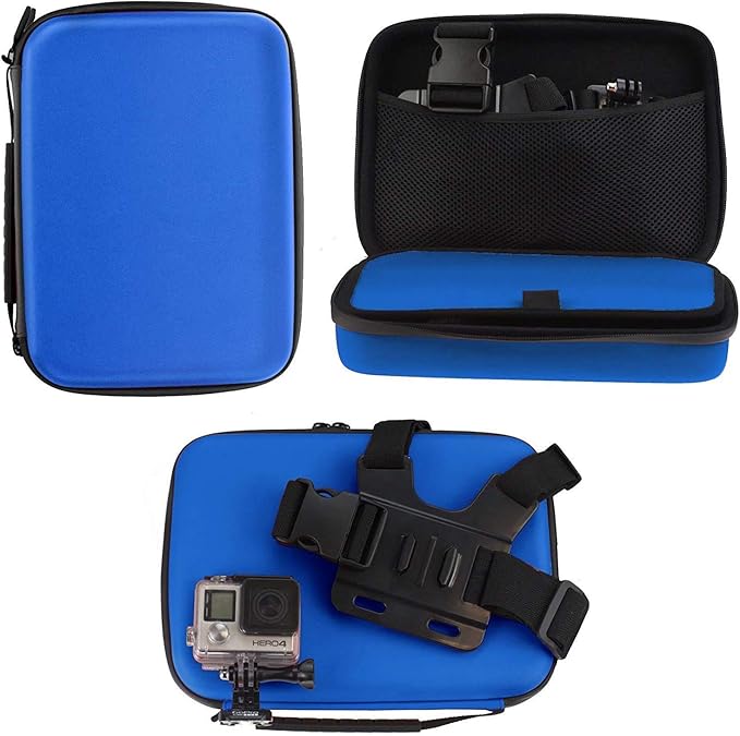 Navitech 8 in 1 Action Camera Accessory Combo Kit with Blue Case - Compatible with Campark Action Camera 4K Action Camera