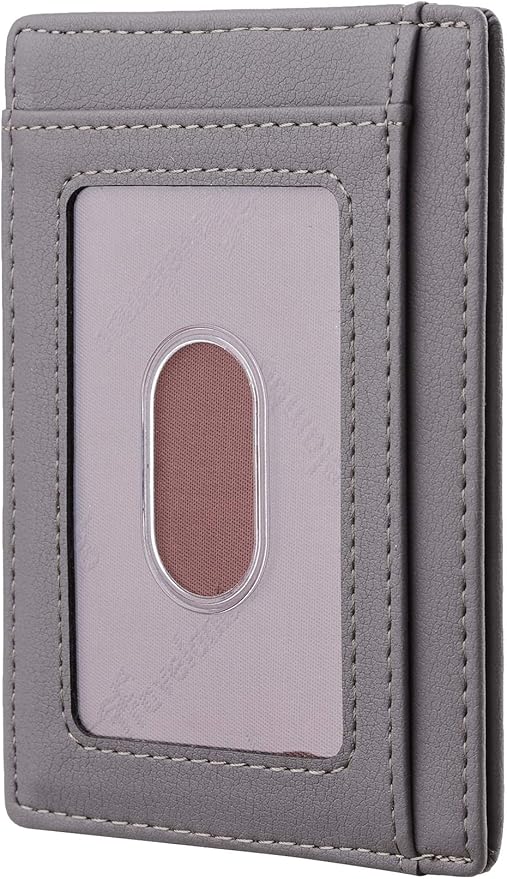 Travelambo Front Pocket Minimalist Leather Slim Wallet RFID Blocking Medium Size