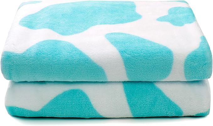 Blue Throw Blanket for Kids, Lightweight Fuzzy Fleece Travel Blanket, Soft Cyan Bedding for Car Seat, Stroller, Airplane, 40X50 Inches