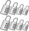 GIVERARE 8 Pack Combination Lock, 3-Digit Padlock Keyless, Resettable Luggage Locks for Backpack, Gym & School & Employee Locker, Weatherproof Travel Lock for Fence, Backyard Gate, Hasp, Case-Silver