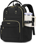 Women Laptop Backpack College Bookbag: 15.6 inch Backpacks with Pouch Pocket for Large Capacity Cup Travel Waterproof Book Bag Anti-theft Casual Work Bookbags for Teacher Nurse Black