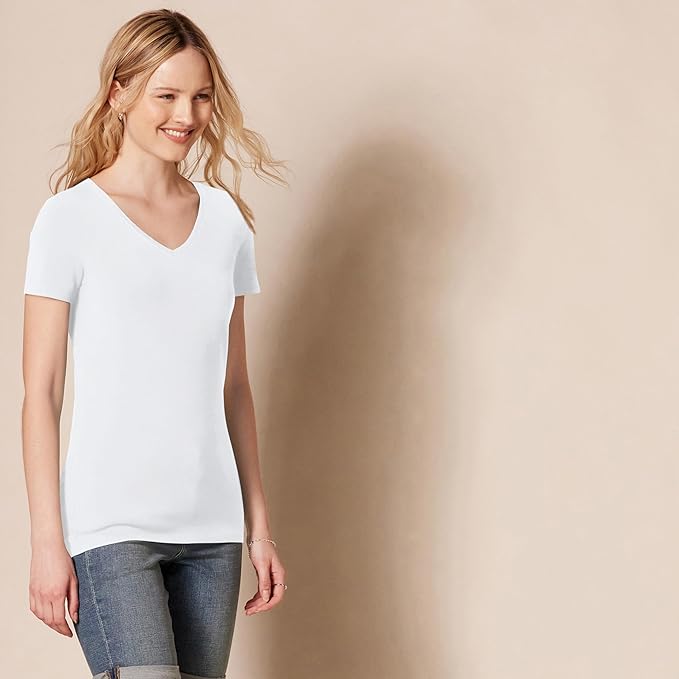 Amazon Essentials Women's Regular-Fit Short-Sleeve T-Shirt (Crewneck and V-Neck Options), Multipacks