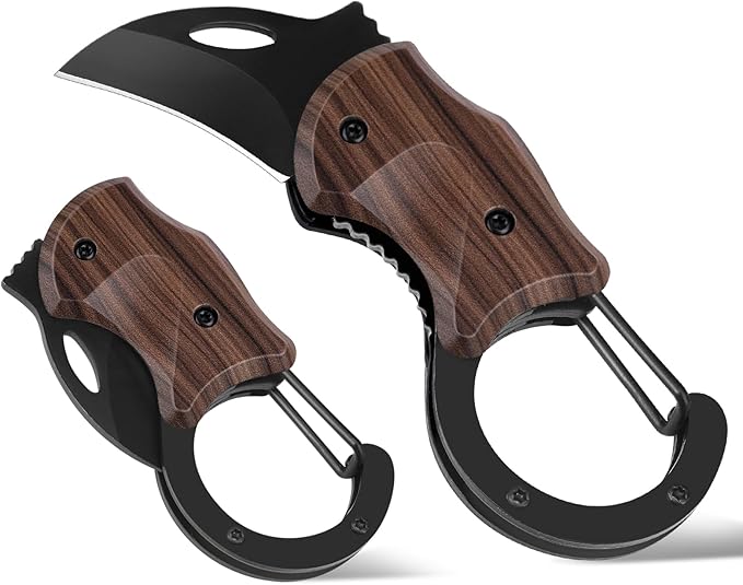 FUNBRO Small Pocket Knife for Men, Cool Box Cutter with 1.34 inch Sharp Blade, EDC Knives Tool for Everyday Carry (Wood Grain)