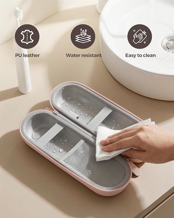ProCase Electric Toothbrush Travel Case for Oral-B 1000/1500/5000/6000/7000/7500/9600 & iO 7/8/9/10, Philips Sonicare 1100/4100/5100/5300/6100, Water-Resistant Hard Case -L,Pink