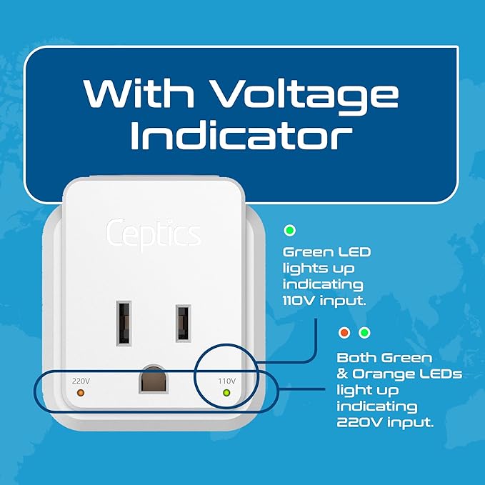 Ceptics UK, Ireland Power Adapter Travel, Safe Dual USB & USB-C 3.1A - 2 USA Socket - Compact & Powerful - Use in Hong Kong, England, Dubai, Saudi Arabia - Includes Type G Swadapt Attachments