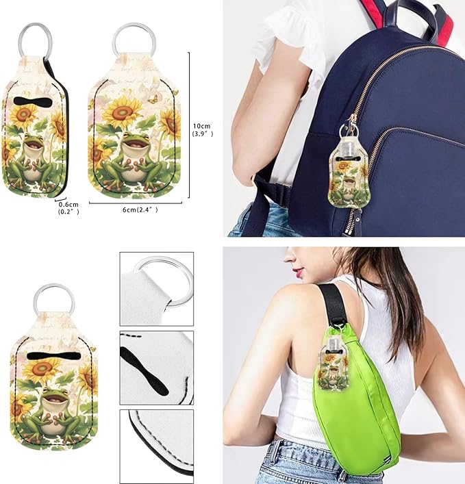 Suobstales 3Pcs Travel Bottles Keychain Holder Set,Travel Bottle Sleeves+Neoprene Chapstick Holders+Lanyard Keychain