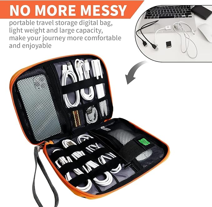Lcsmaokin Electronics Travel Organizer,Portable Waterproof Electronic Travel Storage Bag for Small Charging Cord Storage,Charger,SD Card etc,for Travel,Business-Purple Black