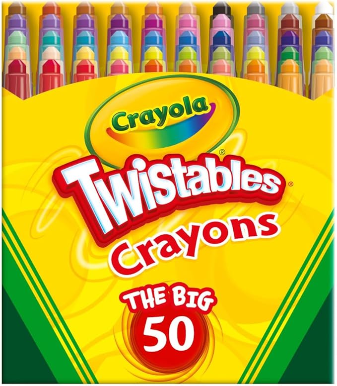 Crayola Mini Twistables Crayons for Kids (50ct), Back to School Supplies, No Peel Crayons for Coloring Books, Gift for Toddlers & Kids, Arts & Crafts, 3+