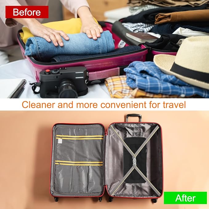 HARFINGTON Compression Packing Cube for Suitcases 26x12x13cm Lightweight Luggage Organizers Bag Travel Essentials Compression Bags for Carry on Suitcases, Black