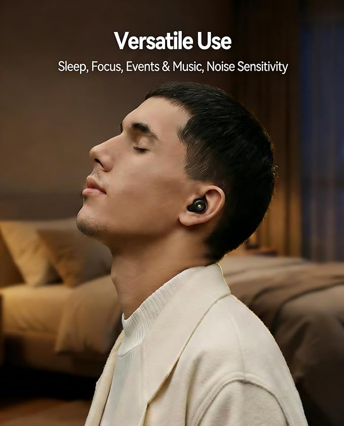 50dB Noise Cancelling Ear Plugs for Sleeping - Reusable High-Fidelity Earplugs for Snoring, Concerts, Travel, Side Sleepers, Silicone Ear Plugs with 10 Comfort Tips
