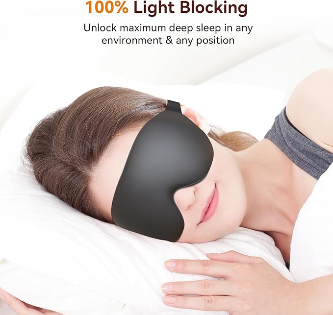 Sleep Mask, EVA BELLE Eye Mask for Men Women, Zero Pressure 3D Sleeping Mask, Cool Super Smooth Light Blocking Soft Eye Shade Cover Memory Foam, Lightweight for Home Travel Use