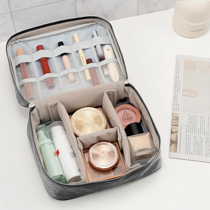 Cable Organizer bag for women or men,Electronic Accessories Carry Case Portable Waterproof Double Layers All-in-One Storage Bag for Cord, Charger, Phone, Earphone (Grey)