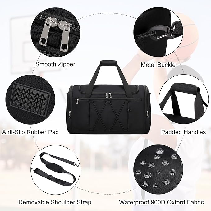 Scothen Sneaker Bag for Travel, Outdoor Sports Gym Bag Shoe Bag for 4 Pairs of Sneakers up to Size 14, Travel Duffel Bag with 3 Adjustable Dividers & Shoulder Strap, Sneakerhead Gift