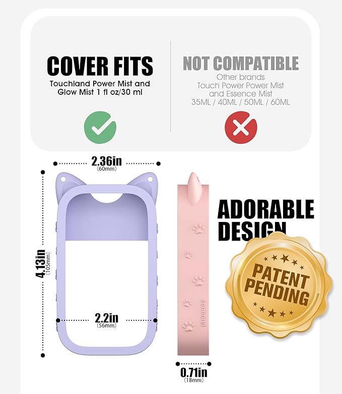 Sonnorel Silicone Case Compatible with Touchland Hand Sanitizer Spray (Fit for 1 FL OZ/30 mL Ver), Portable keychain
