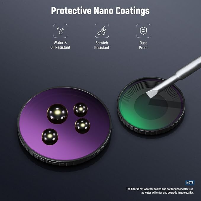 NEEWER ND Filter Kit Compatible with DJI Osmo Action 5 Pro/4, Variable ND8-32 (3-5 Stops) + CPL + Black Diffusion 1/4 Screw On Filter Multicoated HD Optical Glass Action Camera Accessories, FL-52