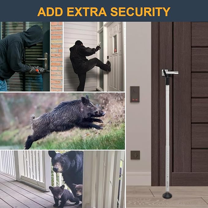 Door Stoppers Security,Heavy Duty portable door lock,2-in-1 Adjustable Sliding Door Lock Bar,Door Barricade Security Bars for Window,stop, Front Door, Patio Door, Apartment, Hotel Room (White)