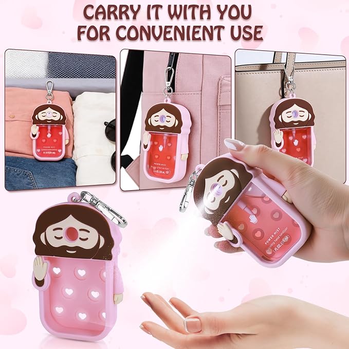 Silicone Case Compatible with Touchland Hand Sanitizer Spray, Touchland Case with Keychain, Protective Case for Power & Glow Mist 1 FL Oz/30ML, Hand Sanitizer Spray Accessory for Mother‘s Day(Pink)