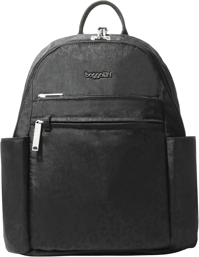 Securtex® Anti-theft Vacation Travel Backpack 10x13" Slash-Resistant Nylon Daypack w/RFID, Black Cheetah