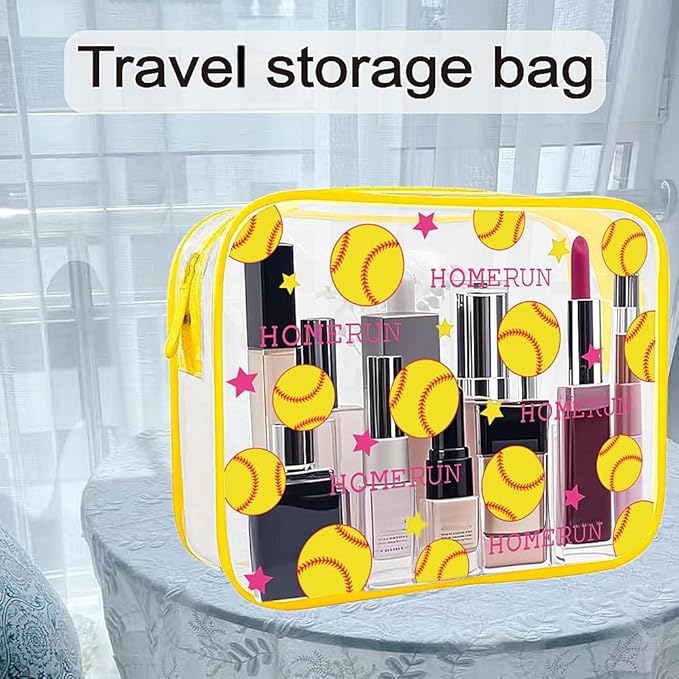 Clear Makeup Bags TSA Approved Toiletry Bag-2Pack，Clear TravelBags for Toiletries, Carry on Airport Airline Compliant Bag,Baseball