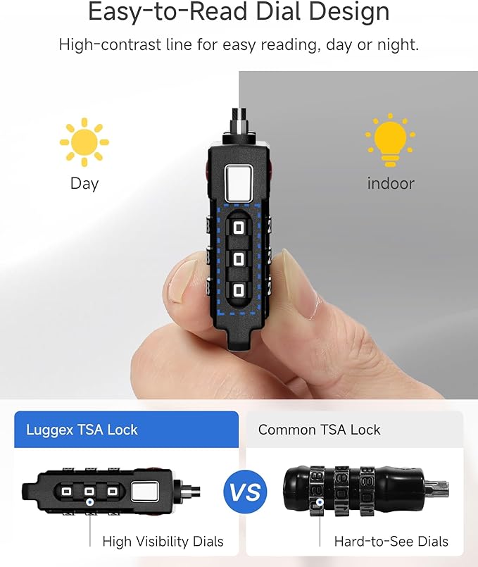 LUGGEX TSA Locks for Luggage, Suitcase Locks TSA Approved, Luggage Locks, Ease of Use & Durable(Black,6 Pack)