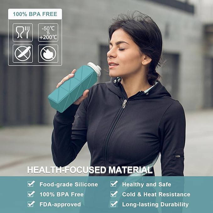 BEAUTAIL Collapsible Water Bottles 20.6oz, Silicone Foldable Portable Travel Water Bottle, BPA-Free, Leakproof Reusable for Traveling Camping Hiking Cycling Yoga Sports Outdoor, 1 Pack (Blue)