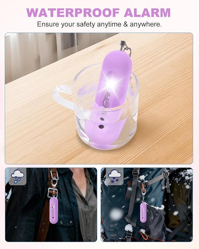 Personal Safety Alarm for Women - Waterproof Rechargeable Security Alarm - 140dB Extra Loud Siren with SOS Strobe Light - Self Defense Keychain for Women Girls Teens Seniors