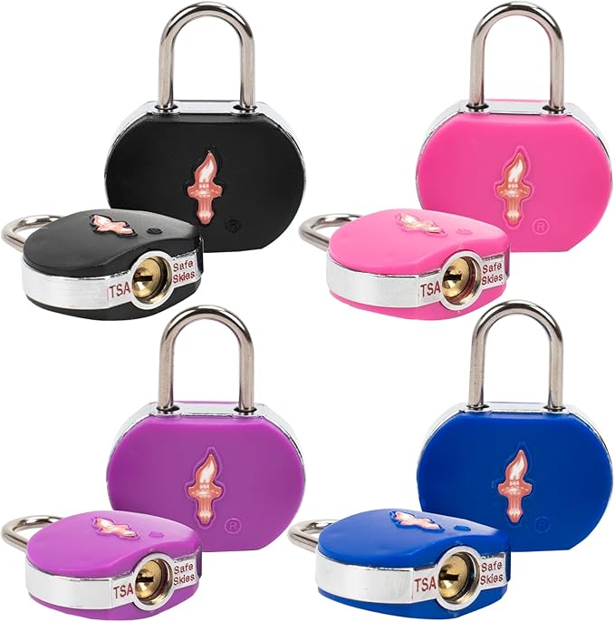 8 Pack Luggage Lock TSA Approved Locks with Key, TSA Approved Travel Lock,Suitcase Lock TSA Approved Chrome Plated Ring Body for Backpacks, Bags and Luggage, 8 Pack Family Set