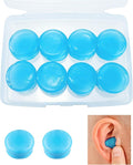 BlingKingdom 4 Pairs Moldable Silicone Ear Plugs, Soft Reusable Noise Cancelling Sleep Earplug for Sleeping, Airplanes, Travelling, Studying, Concerts, Swimming (Blue)