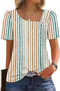 WIHOLL Womens Summer Tops Short Sleeve Shirts Square Neck Spring Outfits 2026 Fashion Clothing Blouses