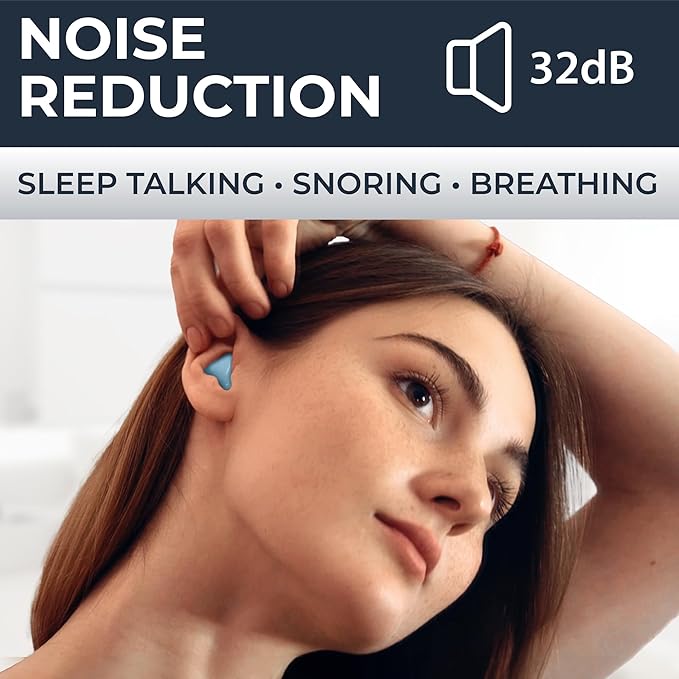 Peace&Quiet PQ Wax Ear Plugs for Sleep - 6 Silicone Wax Earplugs for Sleeping and Swimming - Gel Ear Plugs Noise Cancelling, Protect Ears While Sleeping with Sound Blocking 32 Db (6-Pillows), Blue