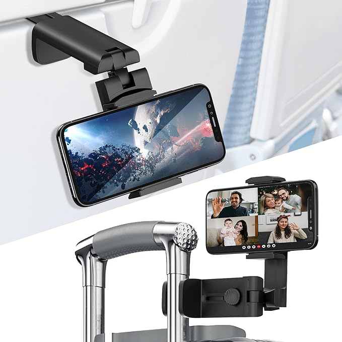 Universal Airplane Travel Phone Holder: Travel Essentials Phone Mount for Desk with Multi-Directional 360 Degree Rotation, Trip Accessories Must Haves Phone Holder for Flying, Table
