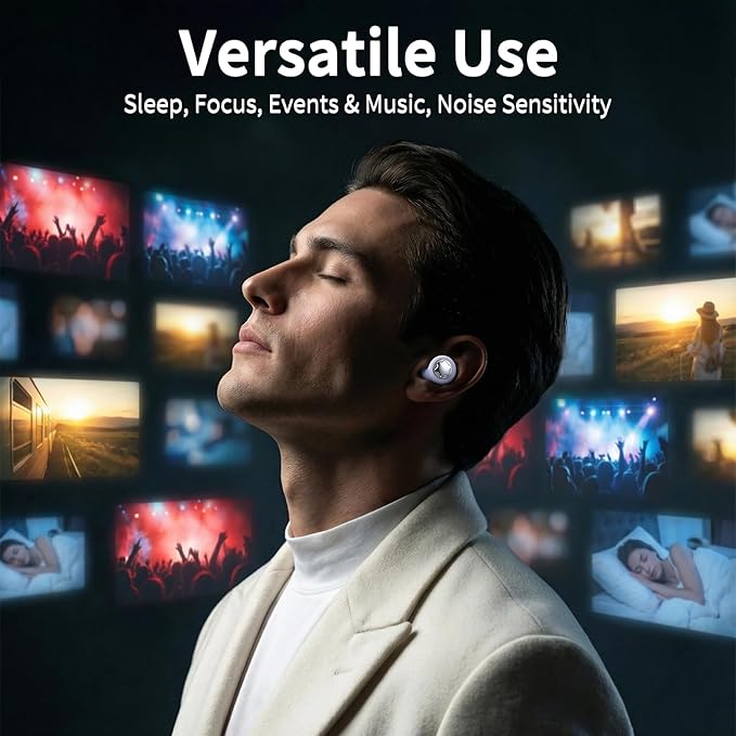 Ear Plugs for Sleeping 45DB Noise Cancelling: Ultra-Comfy Reusable Noise-Reducing Earplugs for Sleeping & Travel & Work Hearing Protection Earbuds with 8 Tips(XS,S, M, L Size)