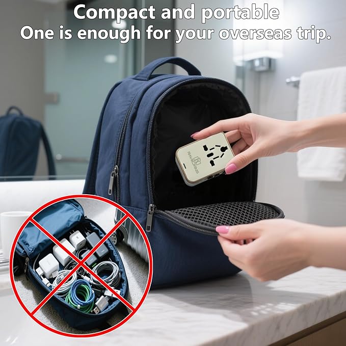 35W Universal Travel Adapter with 4 Ports (2 USB-C & 2 USB-A) – All-in-One Worldwide Power Adapter for US, EU, UK, AU & 200+ Countries – Fast Charging Wall Charger (White)