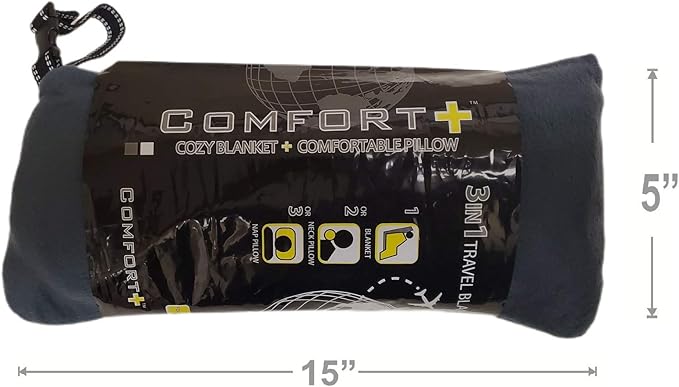 ComfortPlus 3-in-1 Premium Travel Blanket (Charcoal)