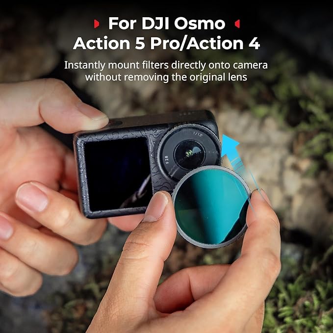 SmallRig Filter Kit for DJI Osmo Action 5 Pro/4, 5-in-1 Lens Filter Set with 1/4 Black Mist, ND16/CPL, Star-Cross, Film Simulator & Silicone Cover, Snap-On Mount, Rainbow High-Alumina Glass-5412
