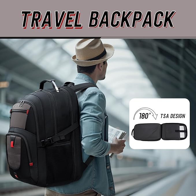 Z-MGKISS 18.4 Large Travel Backpack, USB Computer Bagpack Fits 18.4 Inch Laptop, Business Backpack for Men, TSA Flight Approved, Laptop Backpacks, Grey