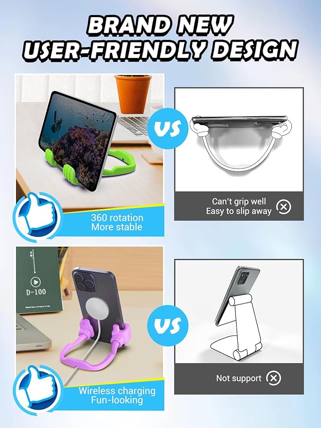 Gifts for Mothers Day Mom Wife Adults Cell Phone Stand - 2 Pack Thumbs Up Lazy Phone Holder for Desk Birthday Gifts for Kids Adults Women Men Stocking Stuffers (Bright Purple & Avocado Green, 2)