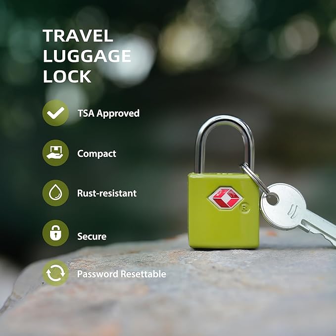 TSA Locks for Luggage with Keys, Travel Luggage Locks TSA Approved 4 Pack, Keyed Alike Small Padlock with Key, Mini Padlock for Suitcase, Backpack Zipper, Bag, Purse, Travel Essentials