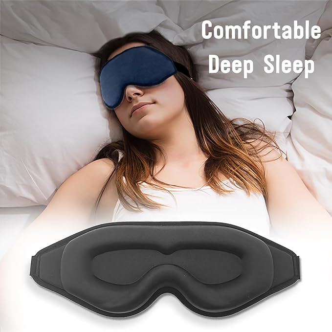 Lewis N. Clark Contoured Eye Mask + Sleep Aid to Block Light for Travel Hotel, Airport, Insomnia + Headache Relief with Adjustable Straps