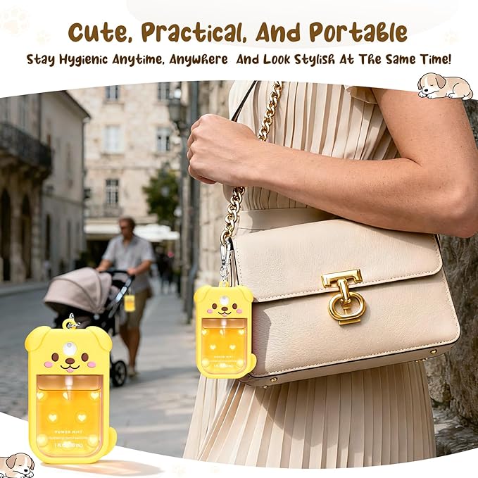 Dog Silicone Case for Touchland Hand Sanitizer Spray with Keychain, Compatible with Power Mist & Glow Mist 1 FL Oz/30ML for Touchland Case, Cute Travel Cover Sleeve
