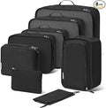(Not Made In China) Packing Cubes For Travel, Luggage and Suitcase Organizer Bags, Carry On and Backpack Space Savers, Lightweight Waterproof Nylon, 8pc Set, Black