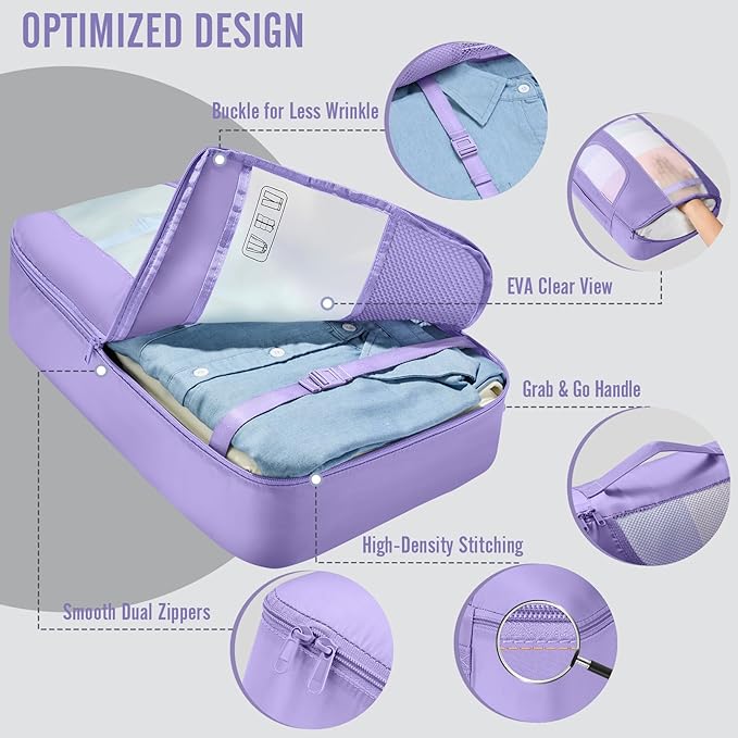 Veken 10 Set Packing Cubes for Travel Essentials, Suitcase Organizer Bags in 4 Sizes, Carry-On Luggage Accessories with Large Laundry Bag & Passport Holder, Must-Have for Airplane, Road Trip & Camping