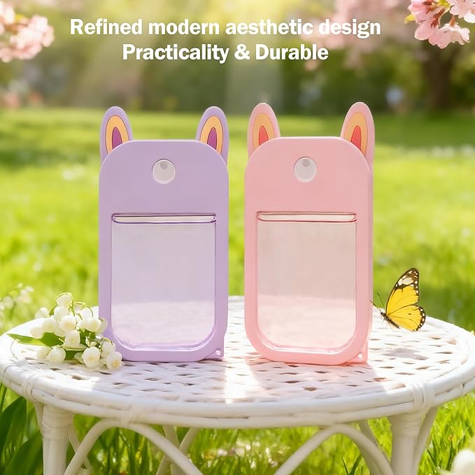 2 Pack Easter Bunny Ear Silicone Case for Touchland Hand Sanitizer Spray 1 FL OZ/30 mL,Purple&Pink Portable with Keychain,Protective Cover Compatible with Touchland,Easter Gifts