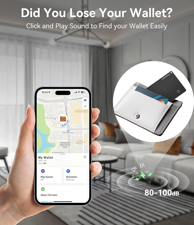 Ultrbeka Rechargeable Ultra-Thin Wallet Tracker Card 0.094in IP68 Waterproof Bluetooth Tracker for Wallets, Passport, Work with Apple Find My, iOS Only [Apple MFi Certified]- 3pcs