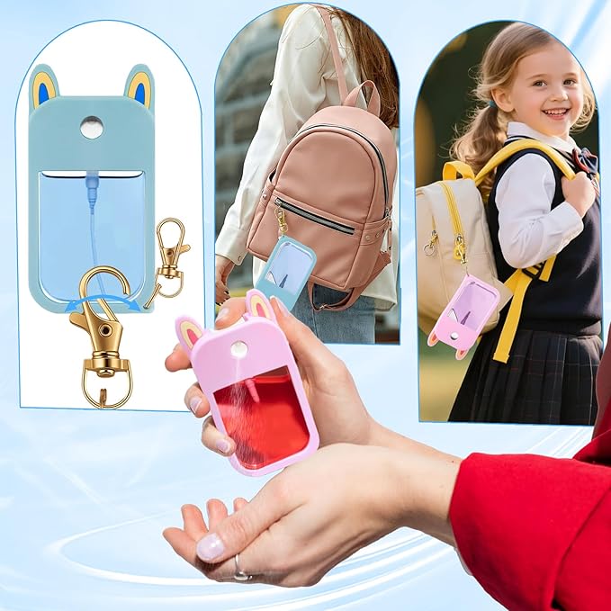 Hand Sanitizer Spray Case Compatible with Touchland 2Pcs Hand Sanitizer Keychain Holder Hand Sanitizer Case with Keychain for Touch Land Mist Travel Cover Travel Size Hand Spray Accessory