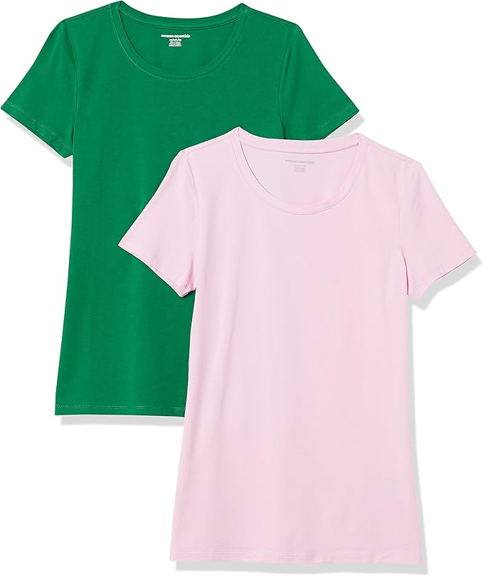 Amazon Essentials Women's Regular-Fit Short-Sleeve T-Shirt (Crewneck and V-Neck Options), Multipacks