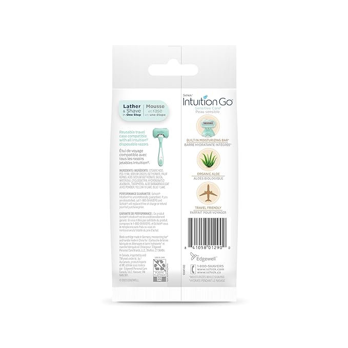 Schick Intuition Go Disposable Razor for Sensitive Skin, 1ct, Razors Sensitive Skin, Women’s Disposable Razors with Organic Aloe, Travel Razor | Stocking Stuffer